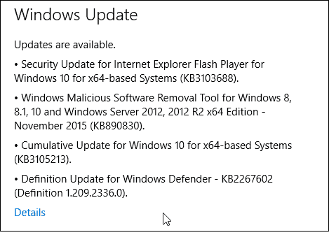 Aktualizace systému Windows 10 KB3105213