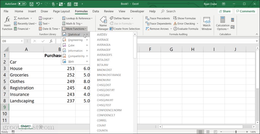 Výběr průměru v Excelu