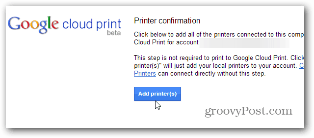 Přidat PRinters Cloud Print