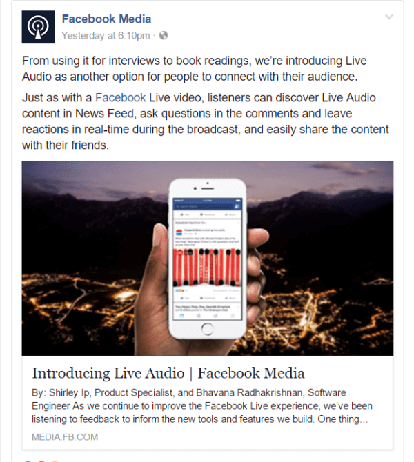 Facebook představil nový způsob, jak na Facebooku zveřejnit živý zvuk.