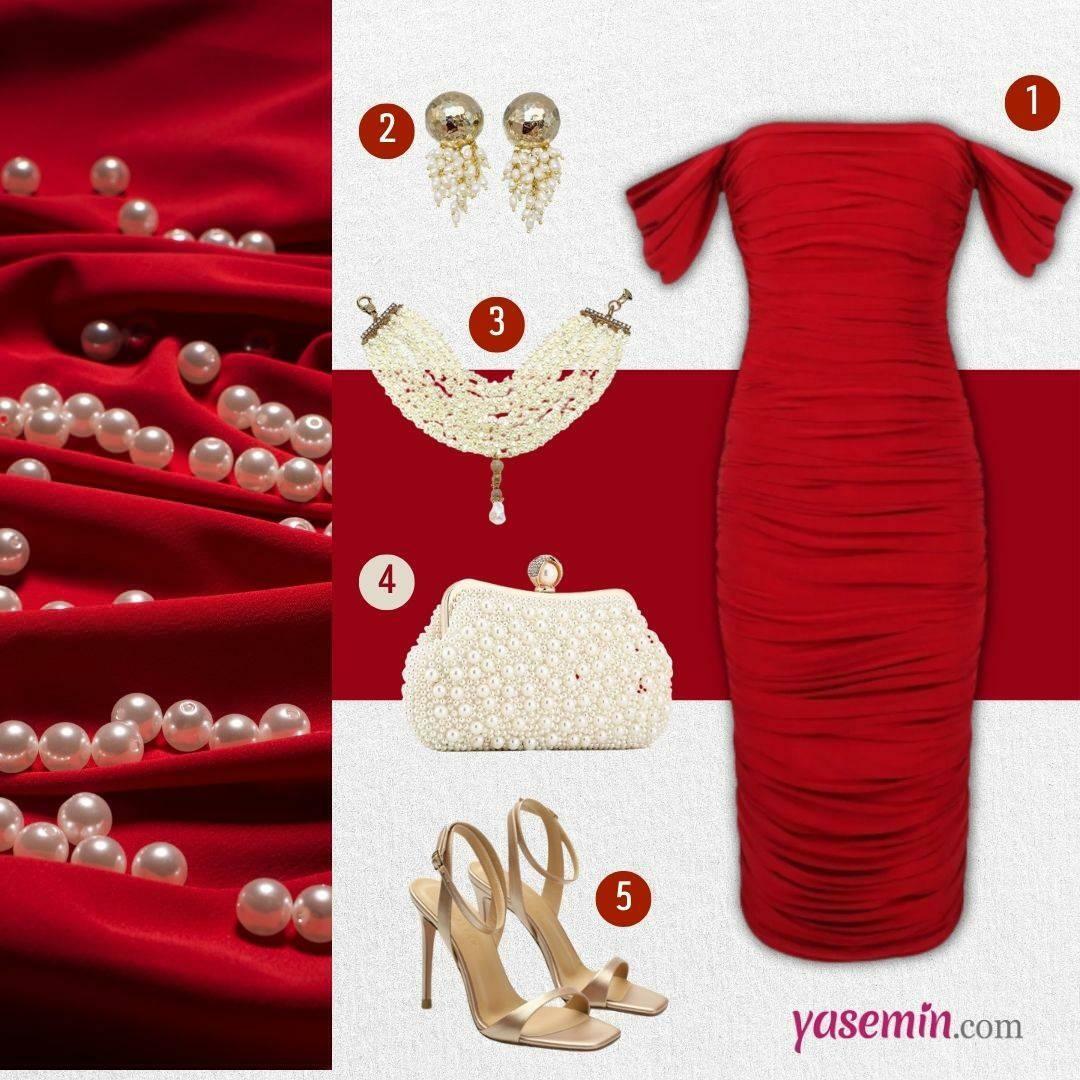 kombinace červených šatů