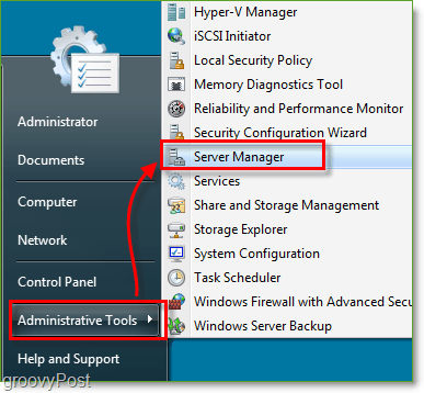 Screenshot - Windows Server 2008 Spusťte Správce serveru