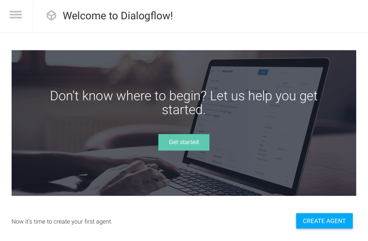 Možnost Vytvořit agenta v Dialogflow