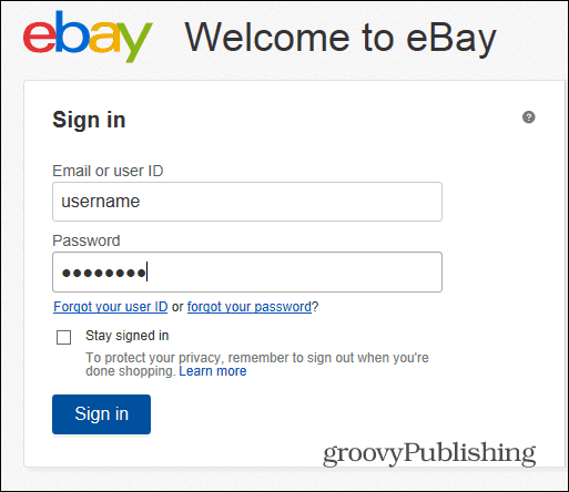 eBay změnit přihlašovací heslo