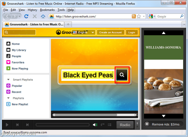 hledejte Grooveshark pro Black Eyed Peas