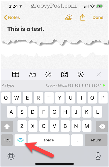Textová klávesnice AirType na iPhone