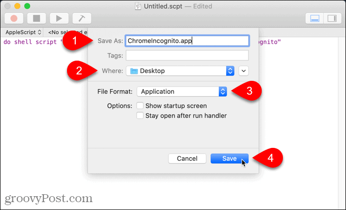 Uložte skript jako aplikaci na Mac