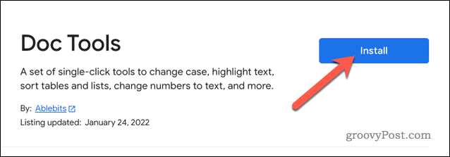 Instalace doplňku Doc Tools v Dokumentech Google