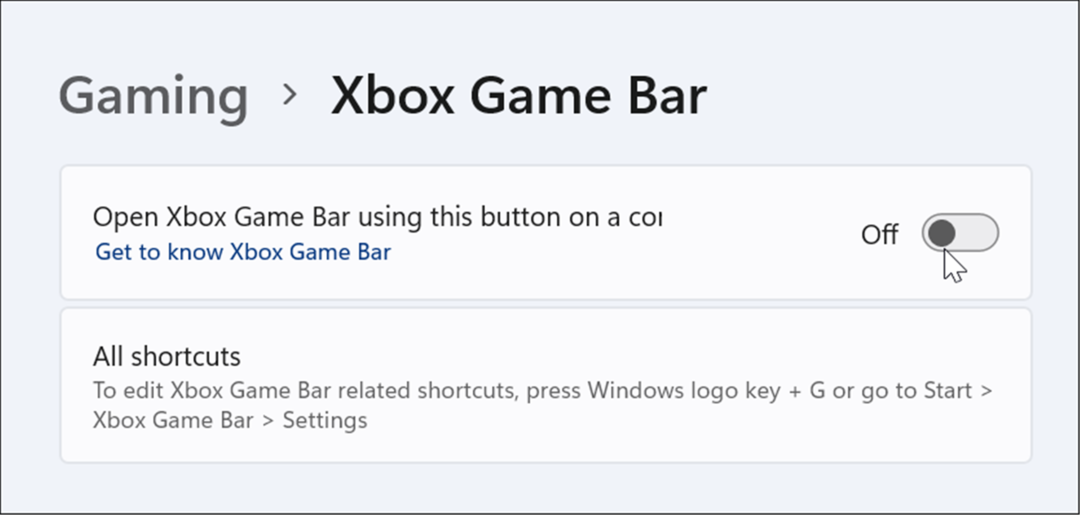 zakázat herní lištu xbox v systému Windows