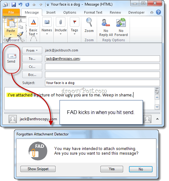 Zapomenutý detektor příloh pro Microsoft Outlook