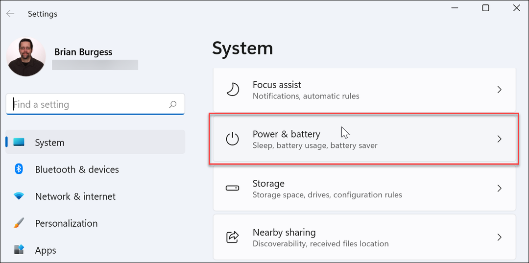 Nastavení napájení a baterie Windows 11