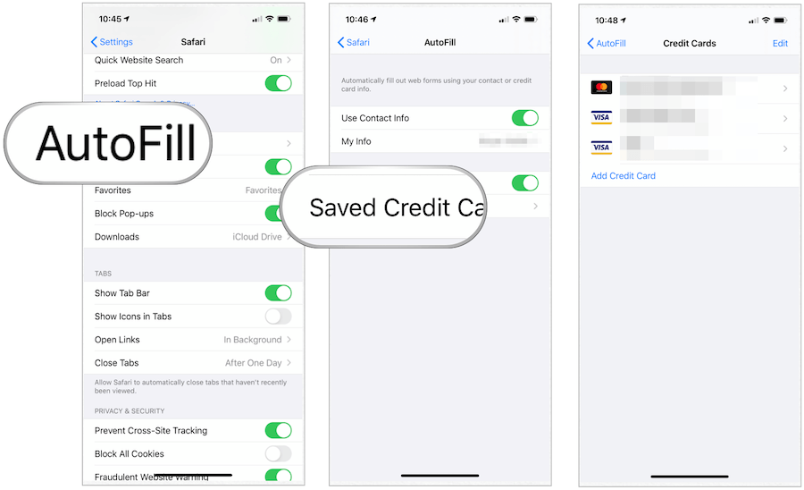 Kreditní karta iOS