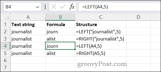 Použití funkcí LEFT a RIGHT v Excelu