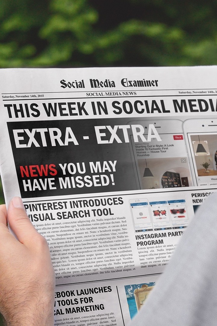 Pinterest spouští vizuální vyhledávání: Tento týden v sociálních médiích: zkoušející sociálních médií