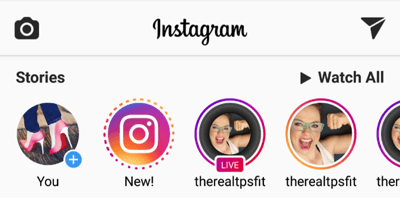 Příběhy z Instagramu a živá videozáznamy jsou na banneru Stories rozděleny do dvou oznámení.