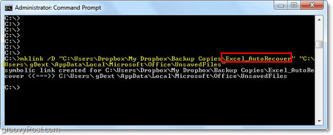příkaz mklink k vytvoření symbolického odkazu na odkaz v systému Windows 7