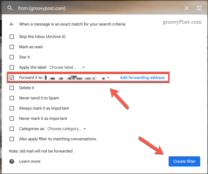 Vytvořte filtr Gmailu