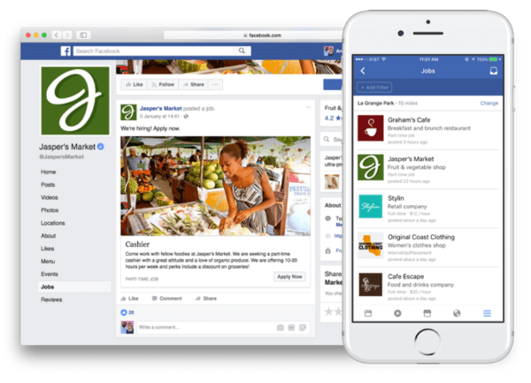 Facebook zavádí nové funkce, které umožňují zveřejňování pracovních nabídek a aplikace přímo na Facebooku.
