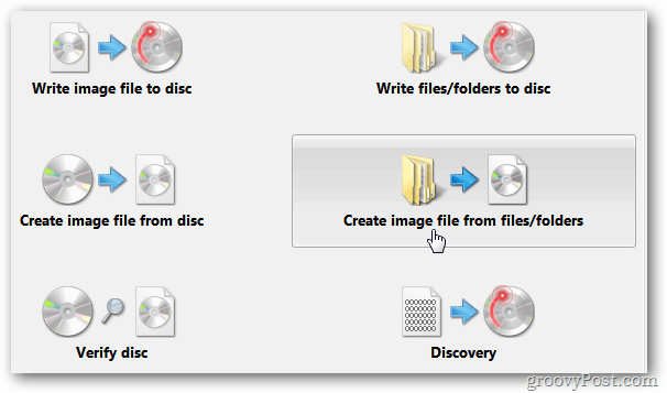 Vytvořte obrazový soubor ze souborů složek