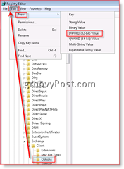 Editor registru systému Windows umožňující obnovení e-mailu ve složce Doručená pošta pro aplikaci Outlook 2007 Dword