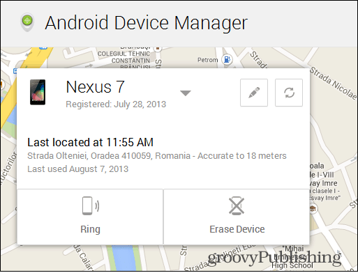 Mapa Správce zařízení Android