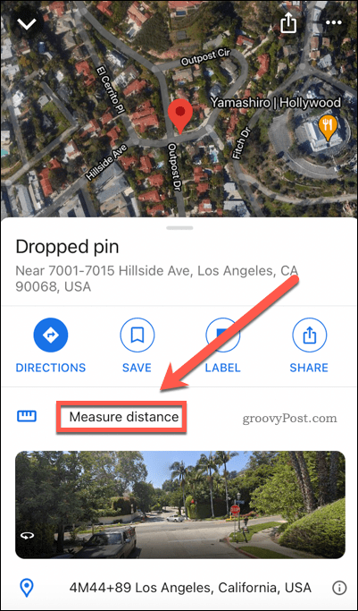 Tlačítko Google Maps pro měření vzdálenosti v mobilu