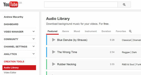 audio knihovna na YouTube