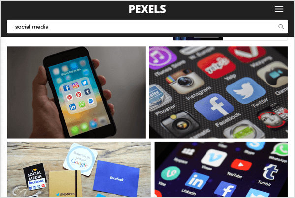 Hledání klíčových slov Pexels pro sériové umění