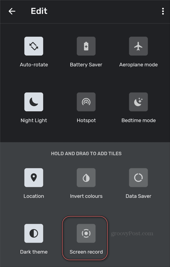 Rychlé nastavení Android Screen Recorder