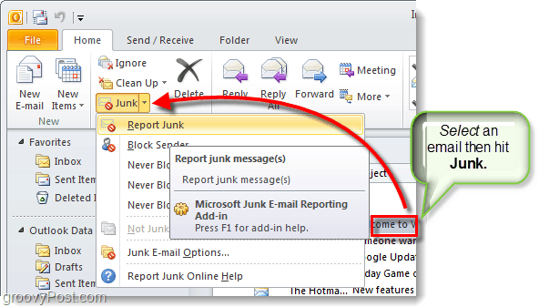 nástroj pro nevyžádané e-mailové zprávy v aplikaci Outlook 2010