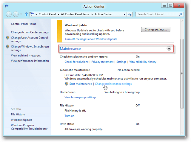 Jak používat automatickou údržbu systému Windows 8