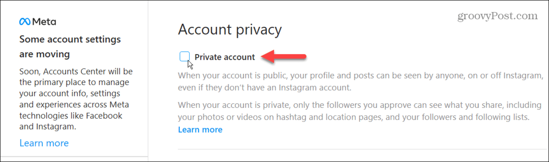 Udělejte svůj instagramový účet soukromý