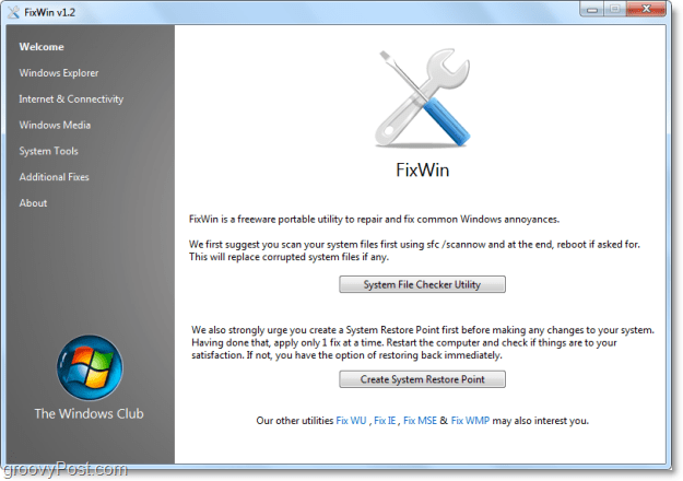 Opravte 50 běžných problémů se systémem Windows 7 pomocí FixWin [groovyReview]