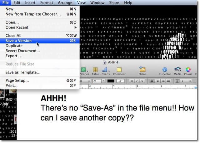 Mac OS X Lion: Uložit jako u verzí