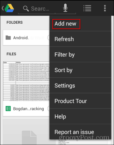 Google Drive Scan přidat nové