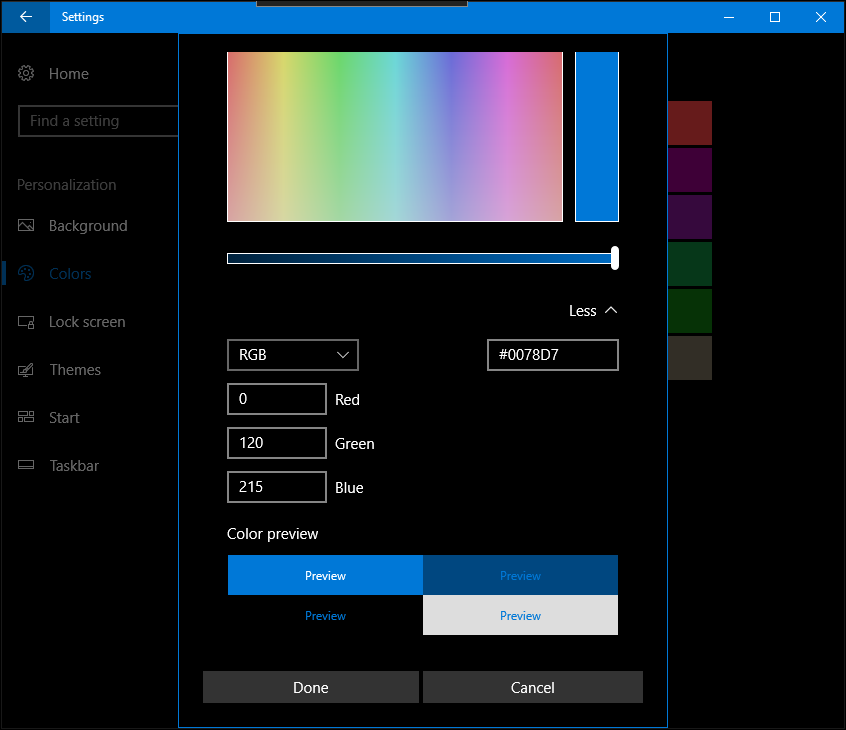 tvůrci systému Windows 10 aktualizují personalizované barvy