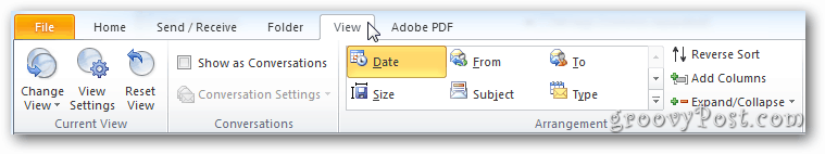 Pás karet aplikace Outlook 2010