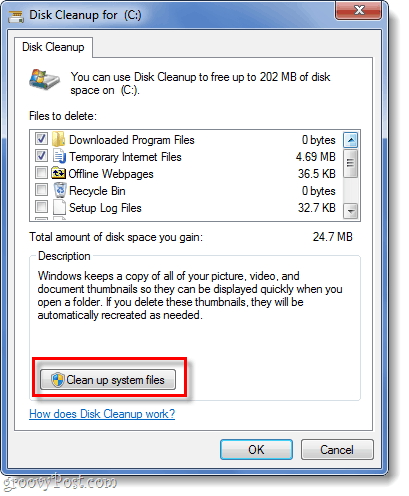 vyčistit systémové soubory v systému Windows 7