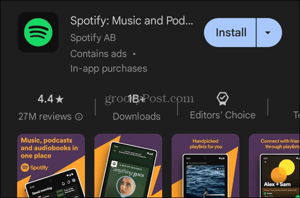 Nainstalujte si aplikaci Spotify z obchodu Google Play