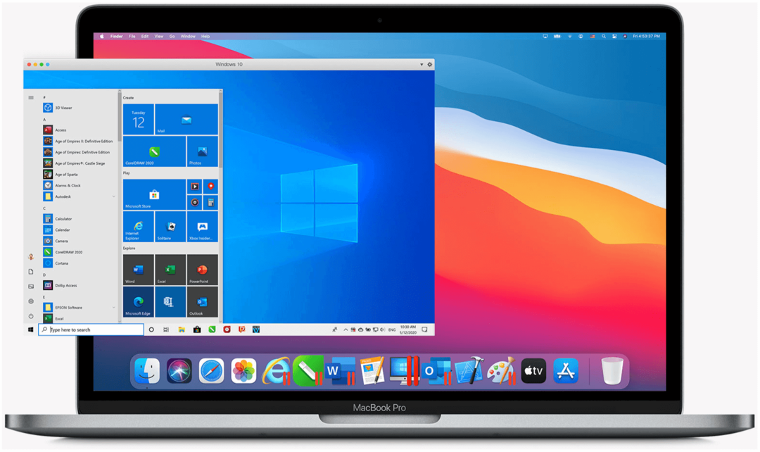 Windows 10 na počítačích M1 Mac Parallels Desktop 16 pro Mac