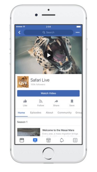 Stránky Facebook Show umožňují bezproblémové vytváření a publikování nových epizod na kartě Sledovat.