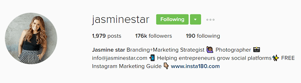 Životní profil Instagramu Jasmine Star předvádí její hodnotu.