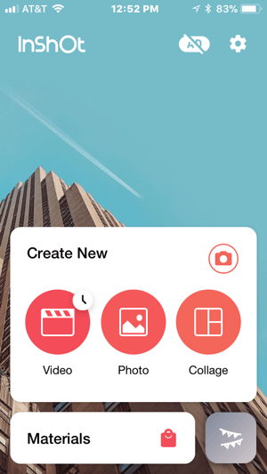 Vytvořte nový videoprojekt s aplikací InShot.